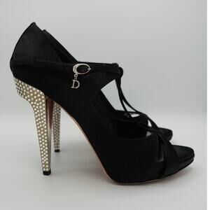 39 Christian Dior Black Satin Heels